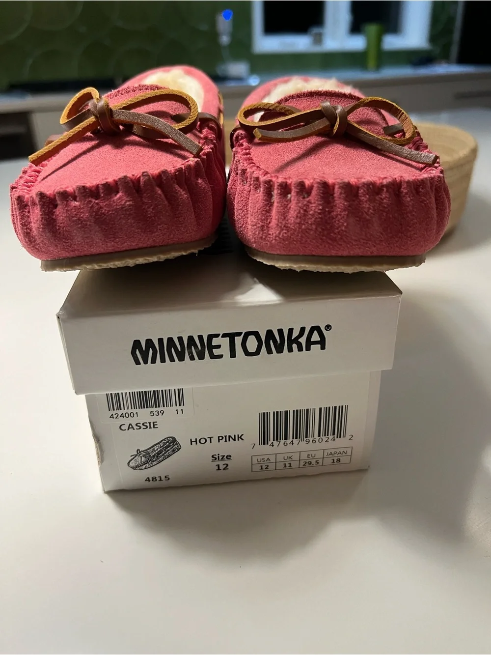 Minnetonka Pink Suede Fleece-Lined Moccasin Slippers